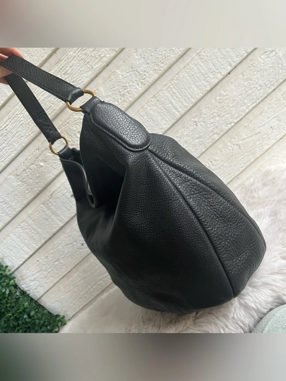 MARC JACOBS Black Leather Hobo Baguette Hillier Shoulder Bag